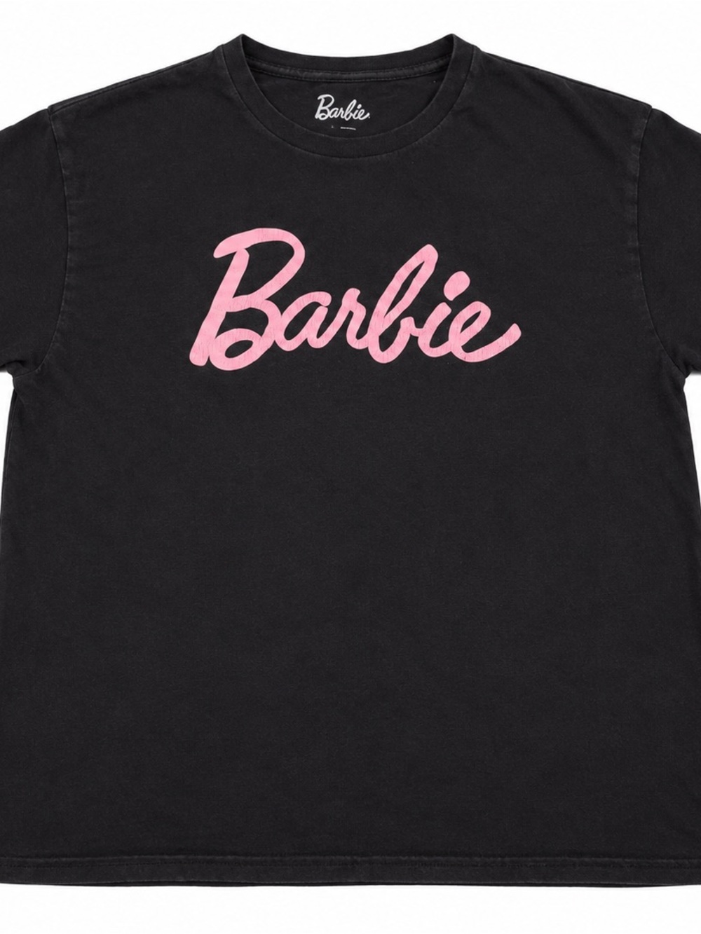 Barbie Mattel Black Pink Script Logo Graphic Tee Shirt XL